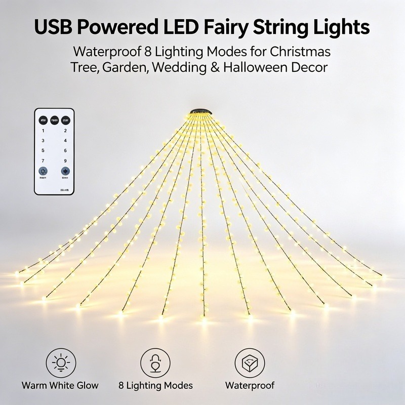 Led Fairy String Lights - Lampki LED USB, wodoodporne lampki choinkowe