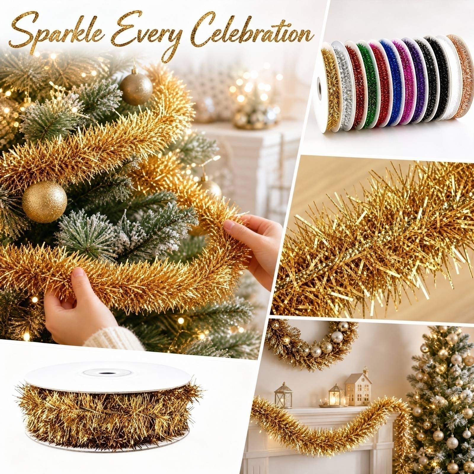 Tinsel Garland Decoration - Plastikowa girlanda druciana o długości 5
