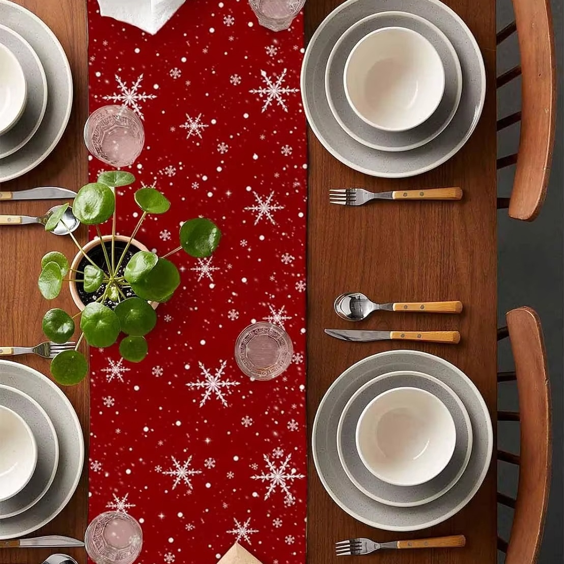 Czerwony bieżnik na stół z mot – Christmas Table Runner recenzja i cena