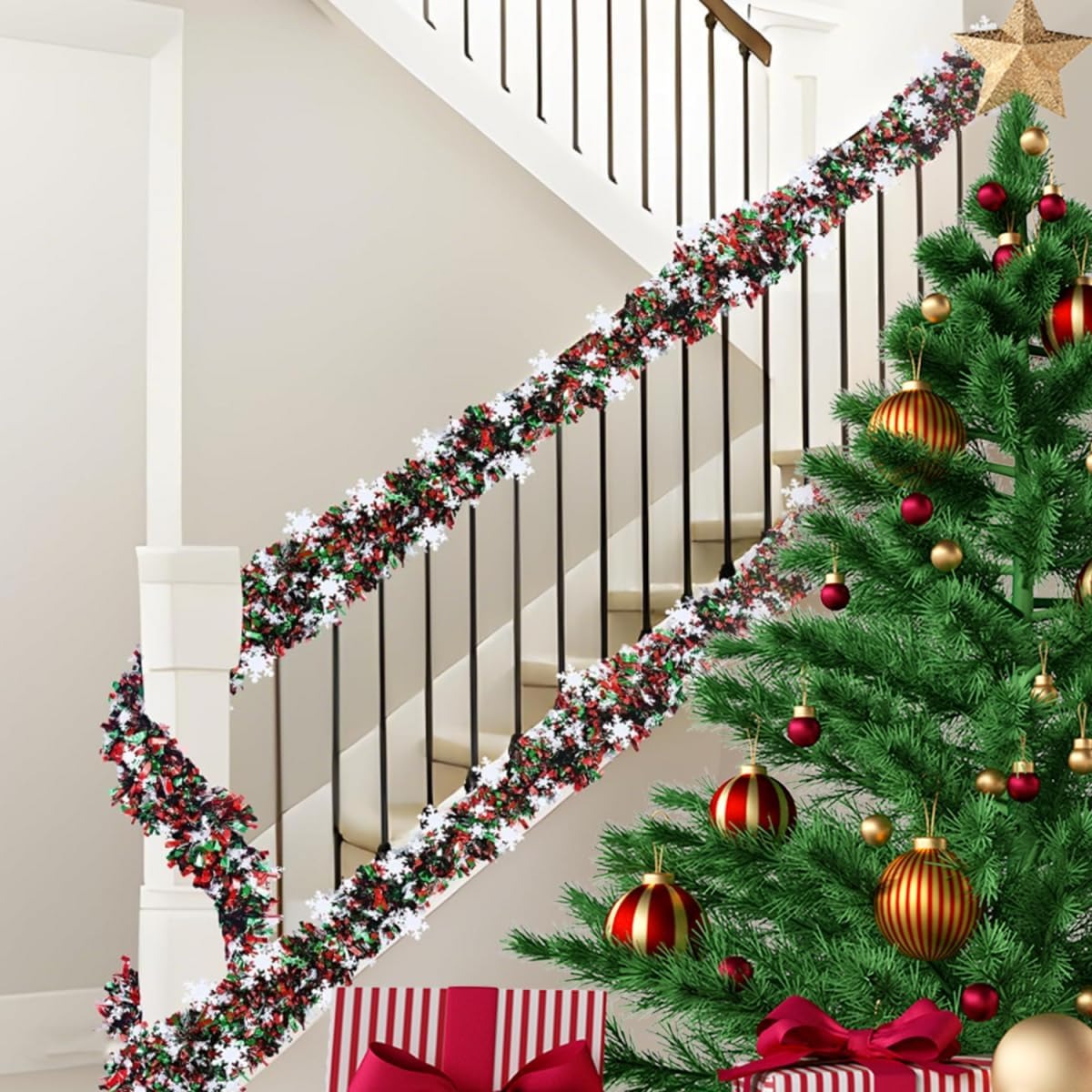 6,56 stopy (2 m) Zielono-Czerw – Tinsel Garland Decoration recenzja i cena